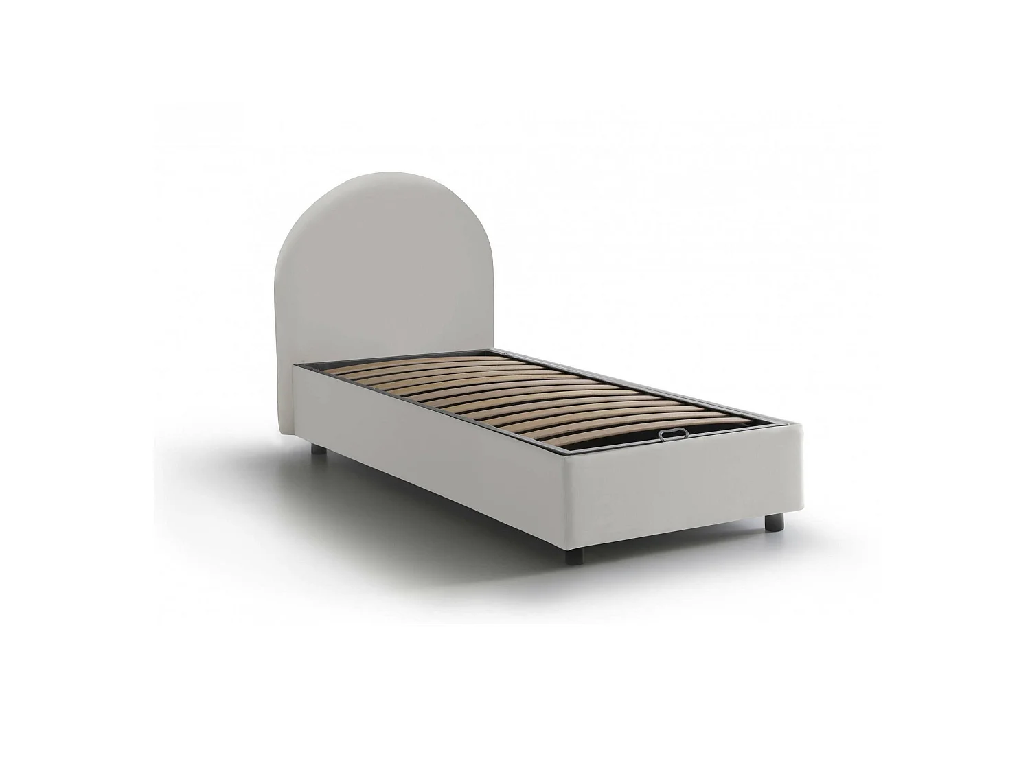 Lit simple Giorgia, Lit coffre avec revêtement en éco-cuir, 100% Made in Italy, Ouverture latérale, adapté pour matelas 80x190 cm, Blanc