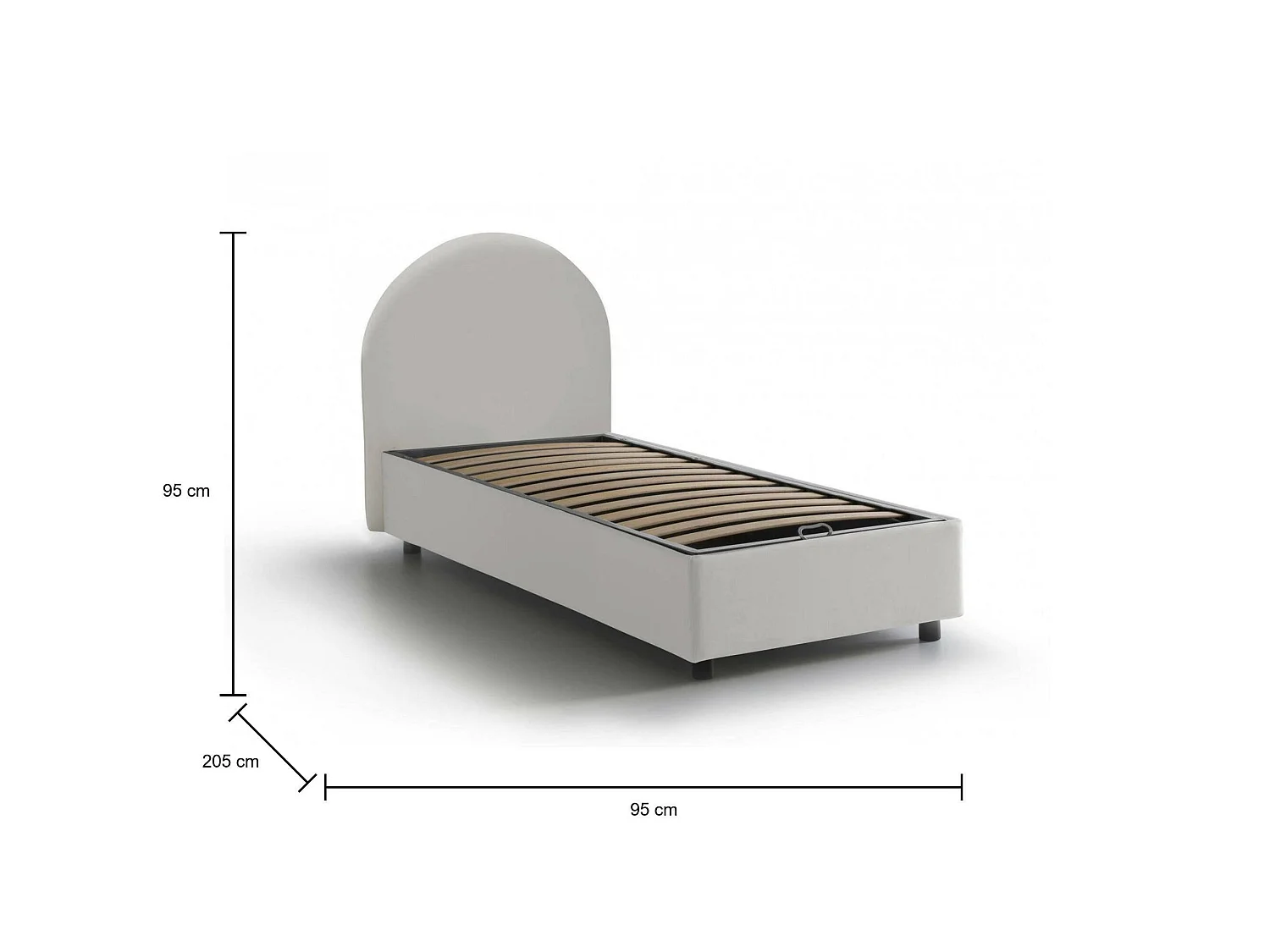 Lit simple Giorgia, Lit coffre avec revêtement en éco-cuir, 100% Made in Italy, Ouverture latérale, adapté pour matelas 80x190 cm, Blanc