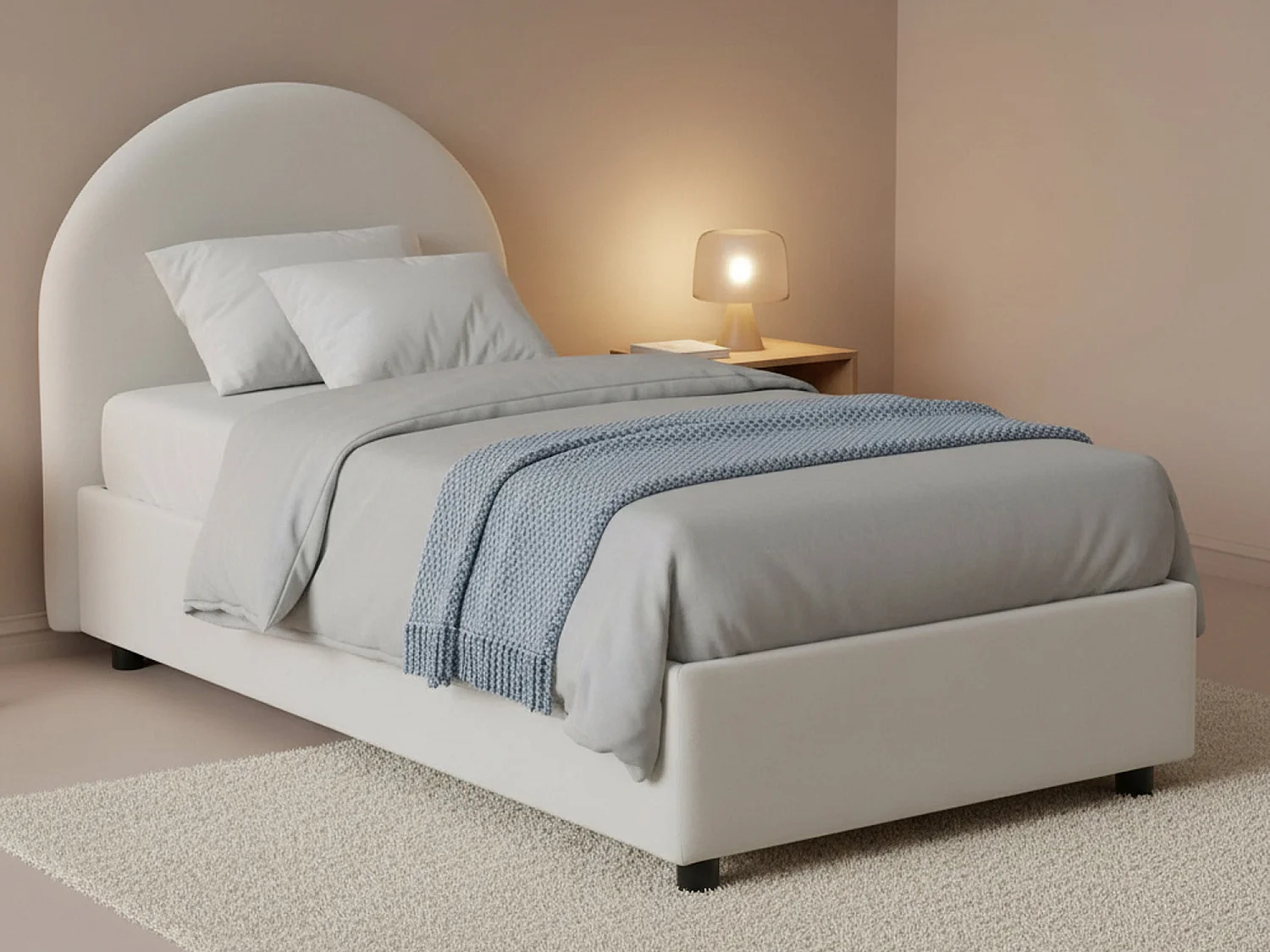 Lit simple Giorgia, Lit coffre avec revêtement en éco-cuir, 100% Made in Italy, Ouverture latérale, adapté pour matelas 80x190 cm, Blanc