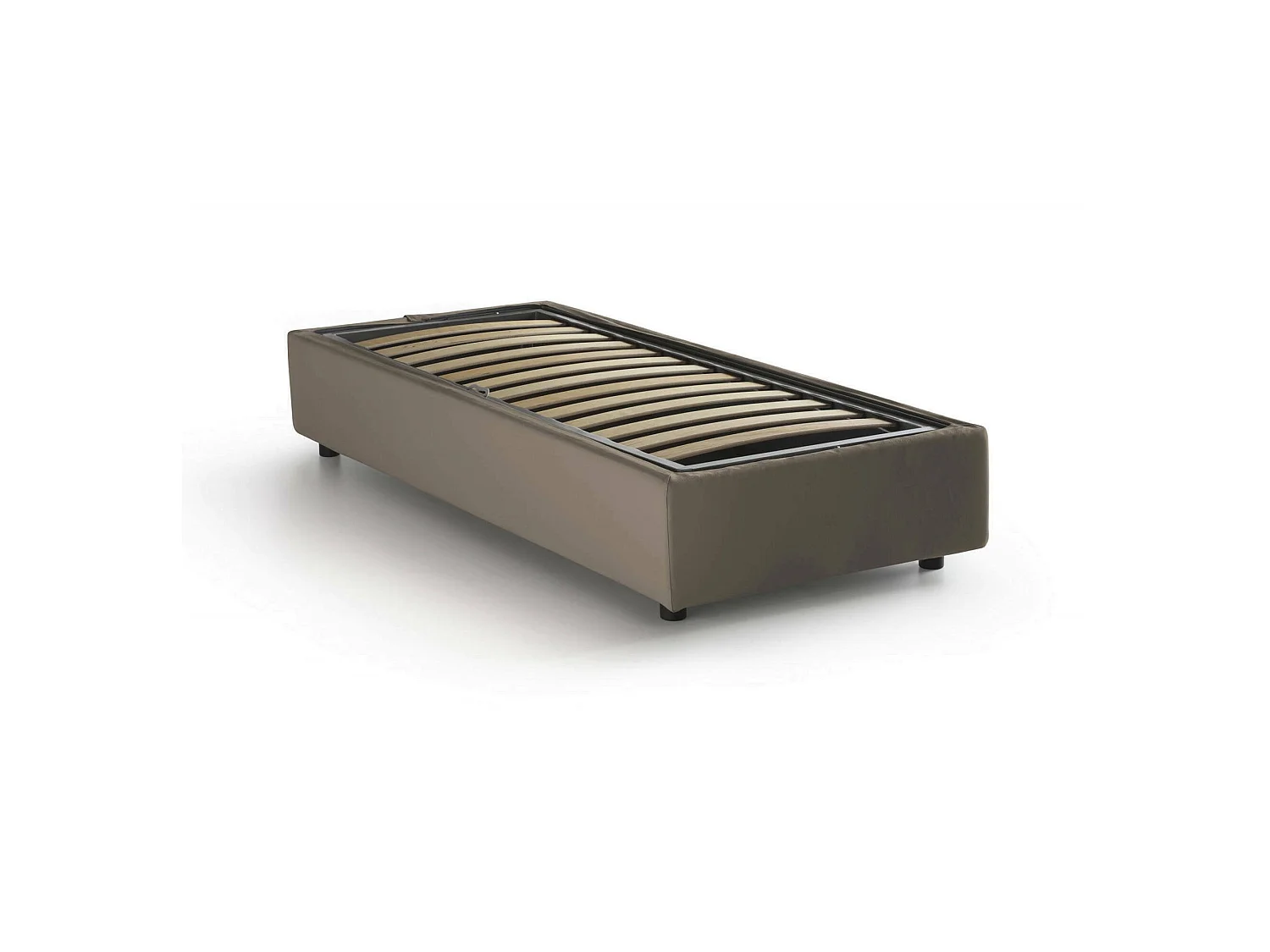 Lit simple Ilaria, Lit coffre avec revêtement en tissu, 100% Made in Italy, Ouverture frontale, adapté pour matelas 90x190 cm, Taupe