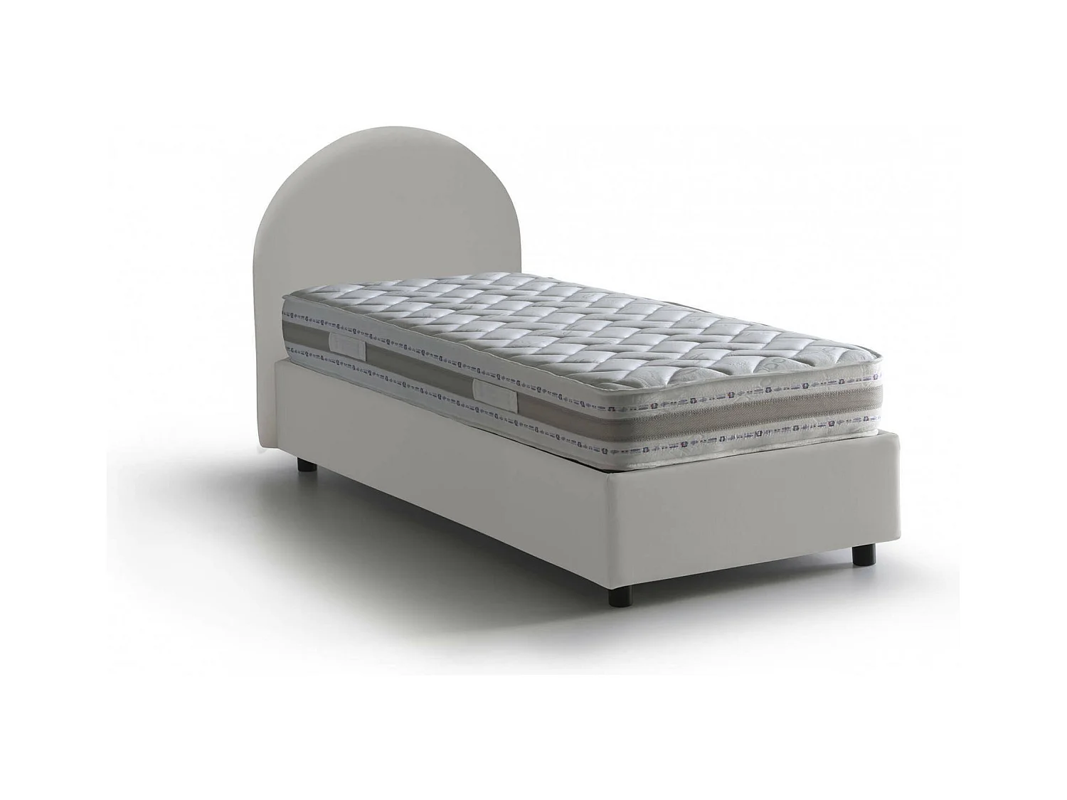 Lit simple Vittoria, Lit coffre avec revêtement en éco-cuir, 100% Made in Italy, Ouverture latérale, avec matelas 80x190 cm inclus, Blanc