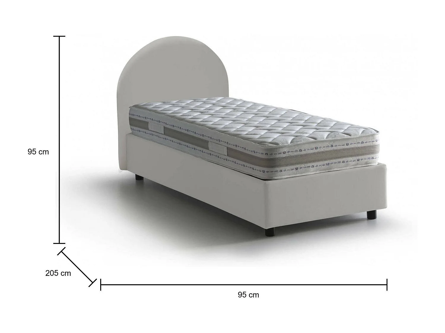 Vittoria eenpersoonsbed, Opbergbed met bekleding van eco-leer, 100% Made in Italy, Zijopening, inclusief matras van 80x190 cm, Wit