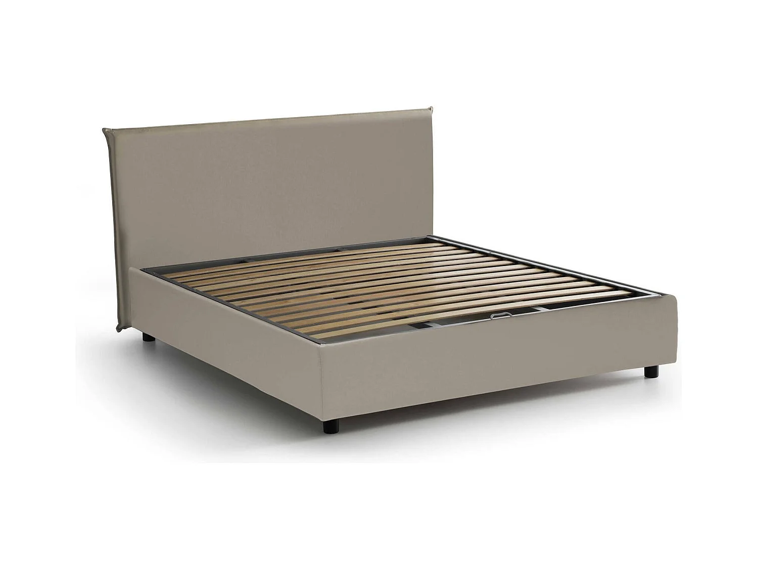 Lit double Aurea, Lit coffre avec revêtement en éco-cuir, 100% Made in Italy, Ouverture frontale, adapté pour matelas 140x190 cm, Taupe