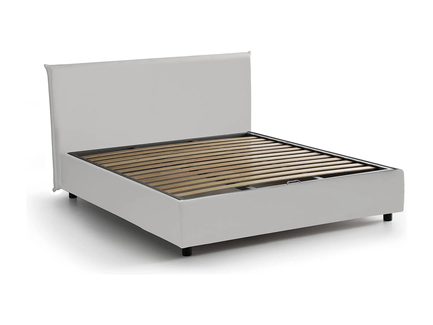 Cama de casal Aurelia, Cama arrumação com revestimento em couro ecológico, 100% Fabricado na Itália, Abertura frontal, com colchão 140x190 cm incluído, Branco