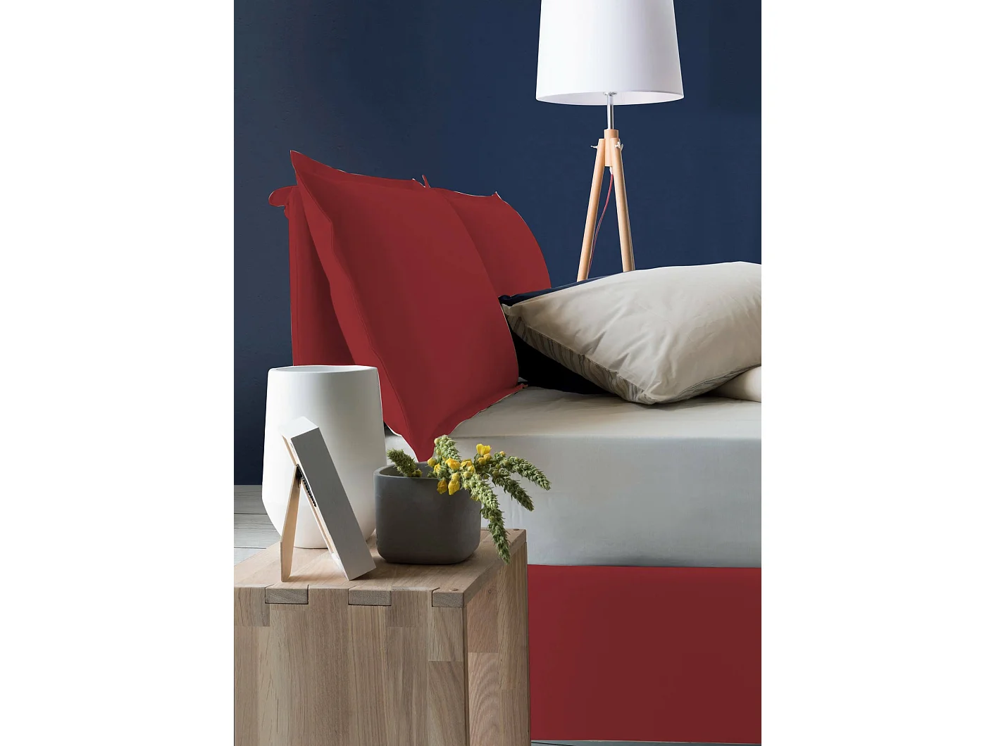 Lit double Maddalena, Lit coffre avec revêtement en tissu, 100% Made in Italy, Ouverture frontale, adapté pour matelas 140x200 cm, Rouge