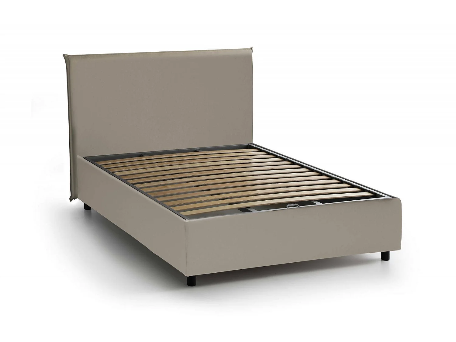 Lit double Ascenza, lit coffre avec revêtement en éco-cuir, 100% Made in Italy, ouverture frontale, avec matelas 120x190 cm inclus, gris tourterelle