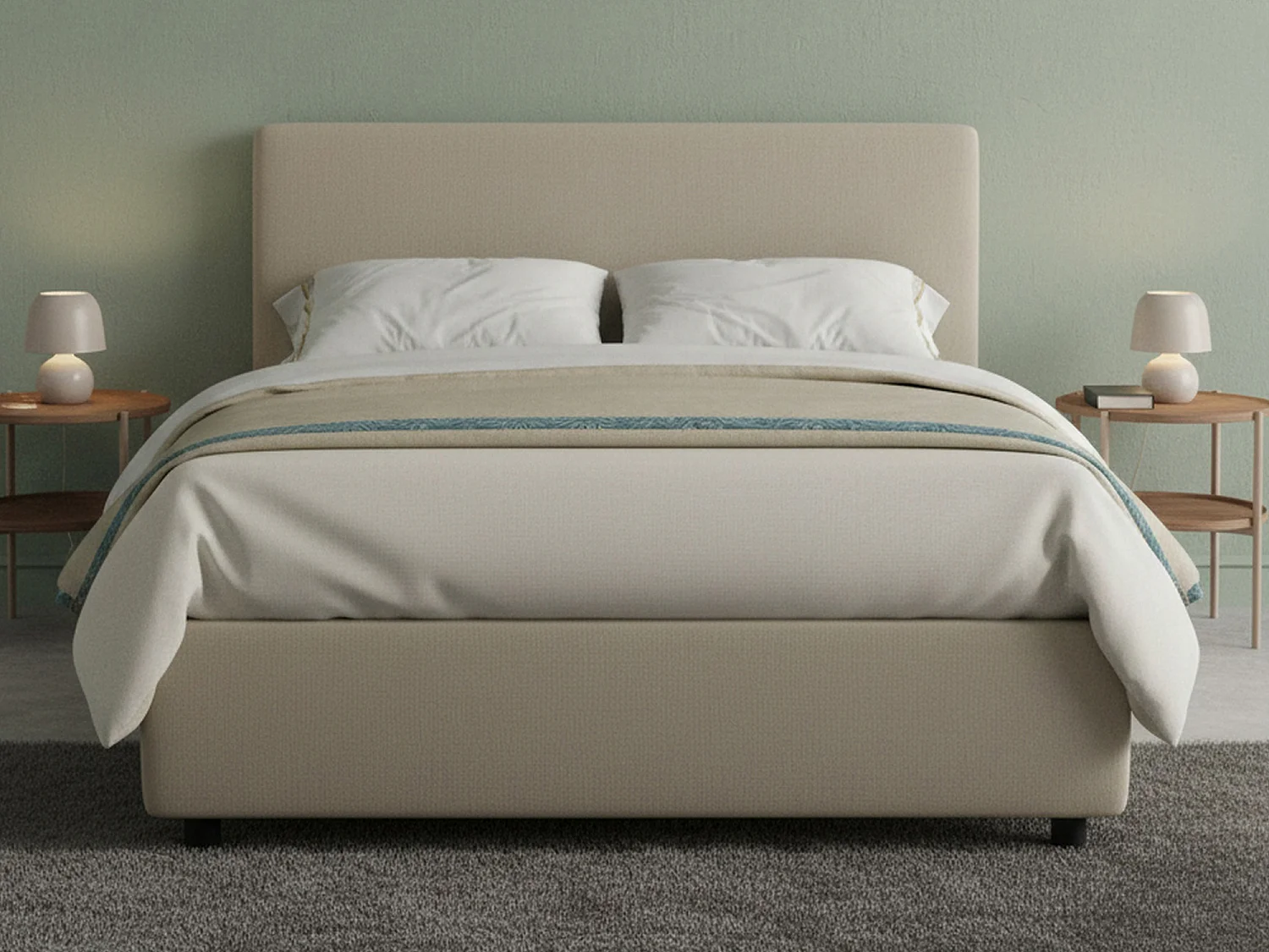 Lit double Ascenza, lit coffre avec revêtement en éco-cuir, 100% Made in Italy, ouverture frontale, avec matelas 120x190 cm inclus, gris tourterelle