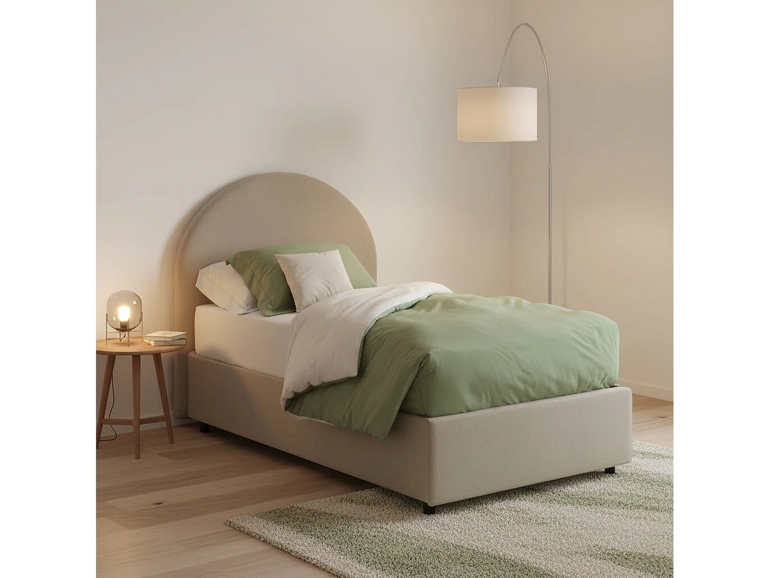 Letto singolo Alice, Letto contenitore con rivestimento in ecopelle, 100% Made in Italy, Apertura frontale, con materasso Cm 80x190 incluso, Tortora
