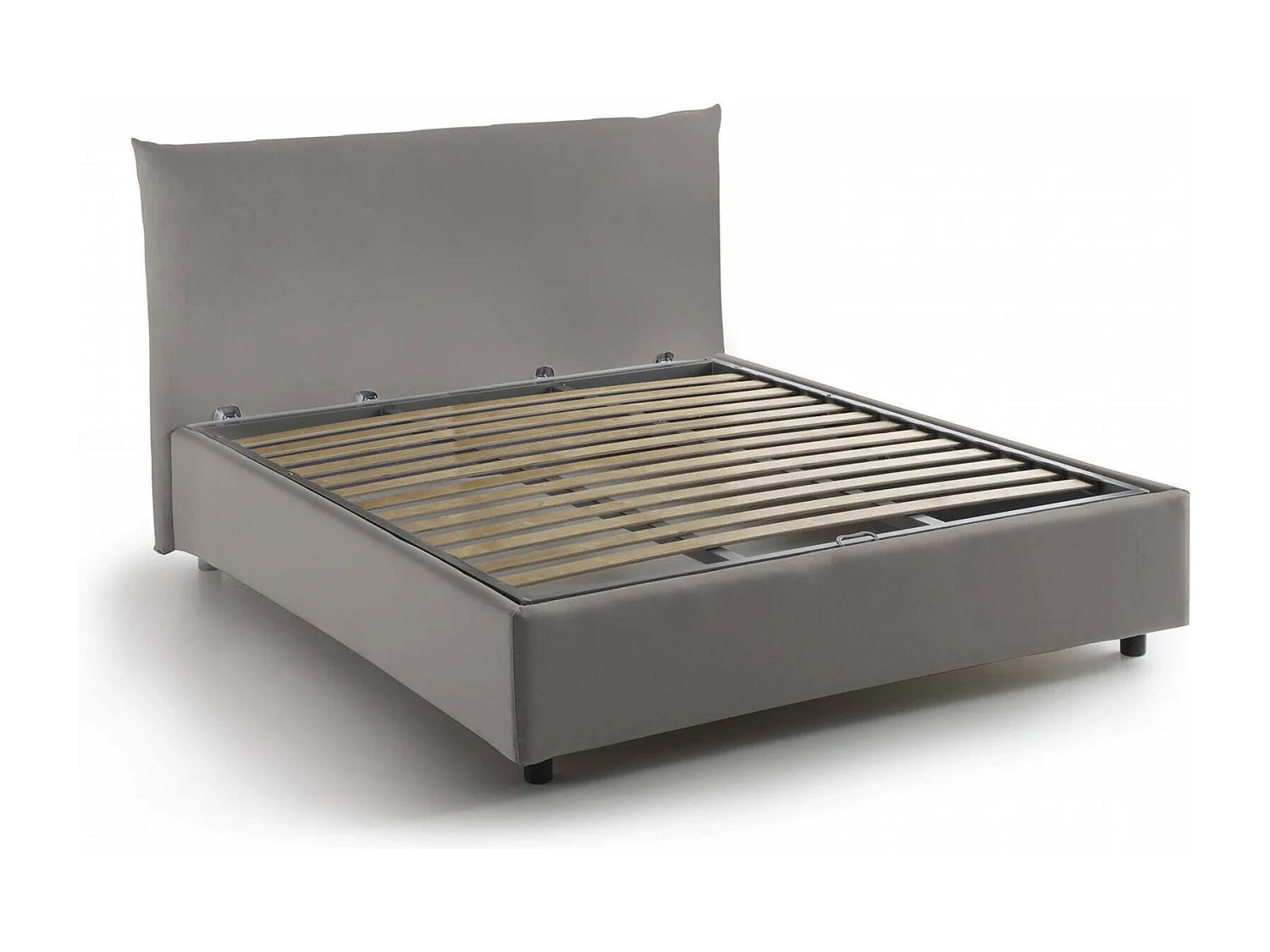Lit double Ornella, lit coffre avec revêtement en tissu, 100% Made in Italy, ouverture frontale, adapté pour matelas 120x190 cm, gris tourterelle