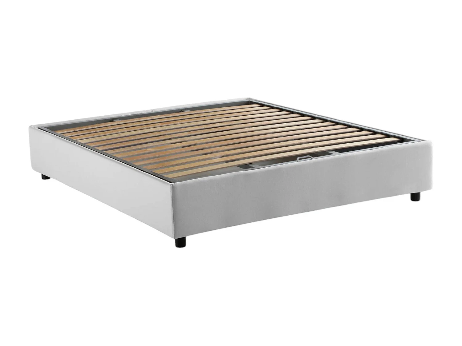 Cama doble Dana, Cama contenedor con revestimiento de tela, 100% Made in Italy, Apertura frontal, con colchón 160x190 cm incluido, Blanco