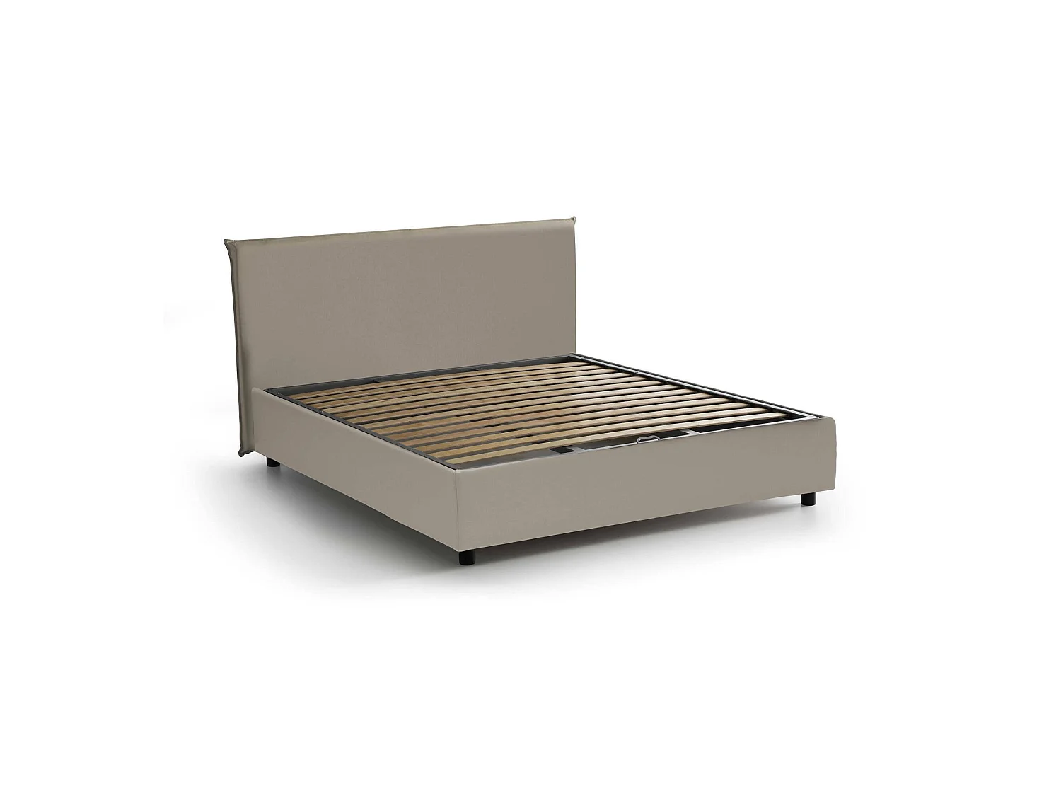 Talamo Italia 2-Persoonsbed Bice Grijs Taupe Opbergfunctie Matrasmaat 160x200 cm, Gestoffeerd Made in Italy