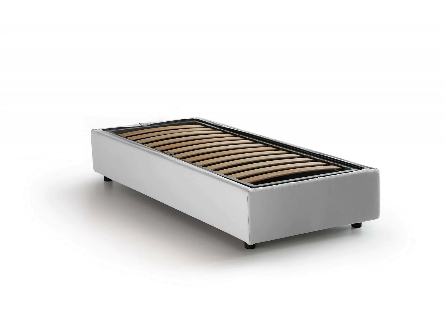 Lit simple Amelia, Lit coffre avec revêtement en tissu, 100% Made in Italy, Ouverture frontale, avec matelas 80x190 cm inclus, Blanc