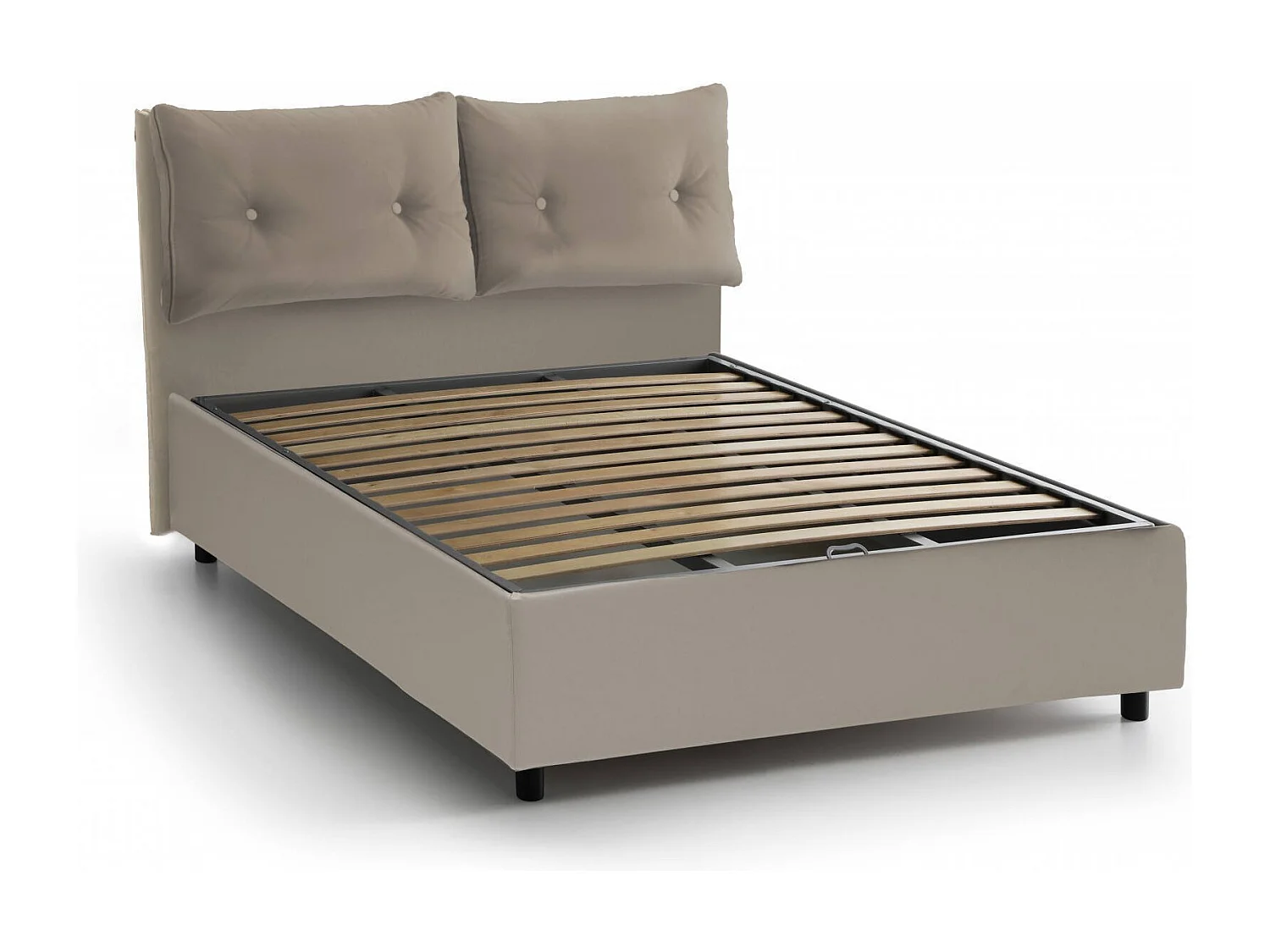 Lit double Emily, Lit coffre avec revêtement en éco-cuir, 100% Made in Italy, Ouverture frontale, avec matelas 120x190 cm inclus, Taupe