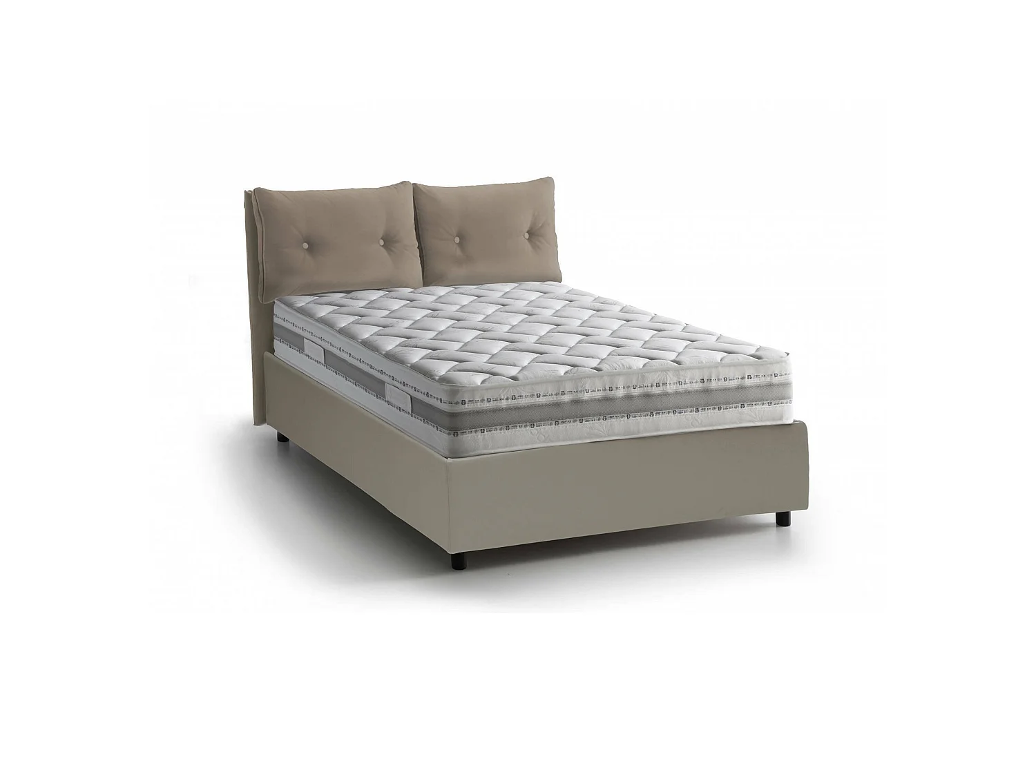 Lit double Emily, Lit coffre avec revêtement en éco-cuir, 100% Made in Italy, Ouverture frontale, avec matelas 120x190 cm inclus, Taupe
