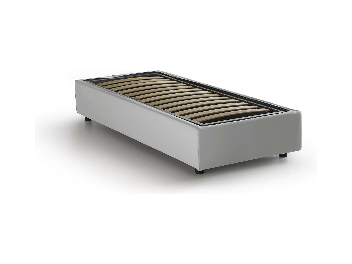 Lit simple Irene, Lit coffre avec revêtement en éco-cuir, 100% Made in Italy, Ouverture frontale, adapté pour matelas 80x200 cm, Blanc