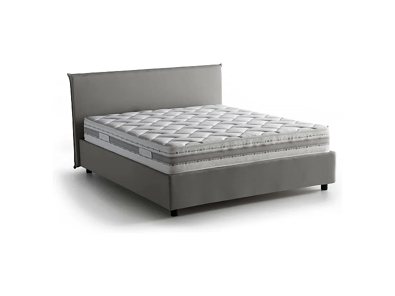 Lit double Bernadette, Lit coffre avec revêtement en tissu, 100% Made in Italy, Ouverture frontale, avec matelas 140x200 cm inclus, Gris