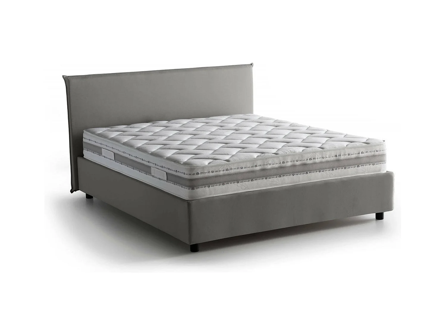 Lit double Bernadette, Lit coffre avec revêtement en tissu, 100% Made in Italy, Ouverture frontale, avec matelas 140x200 cm inclus, Gris
