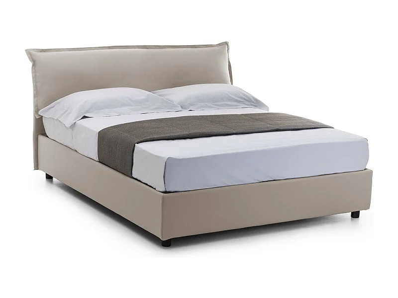 Clorinda tweepersoonsbed, Opbergbed met afneembare hoes met gestoffeerd hoofdeinde en opbergbedframe, 100% Made in Italy, inclusief matras van 160x200 cm, Taupe