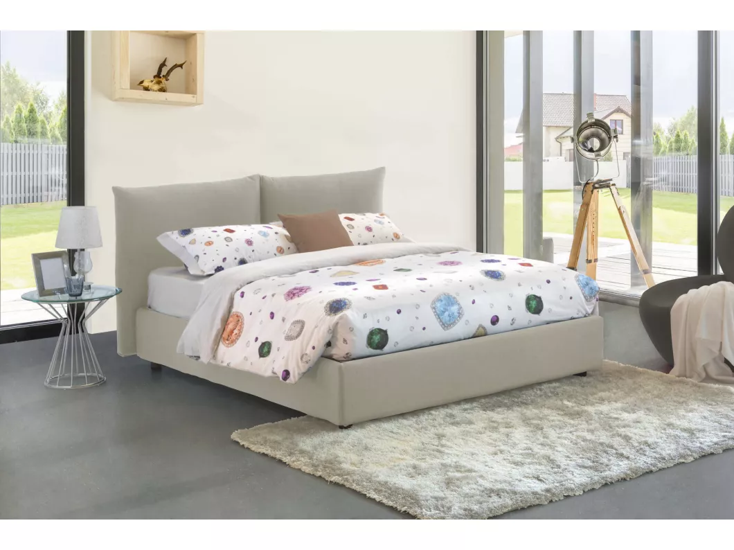 Kauf Unique Doppelbett Gabriella, Bettkasten mit Stoffbezug, 100 % Made in Italy, Öffnung vorne, geeignet für Matratze 160 x 200 cm, Beige