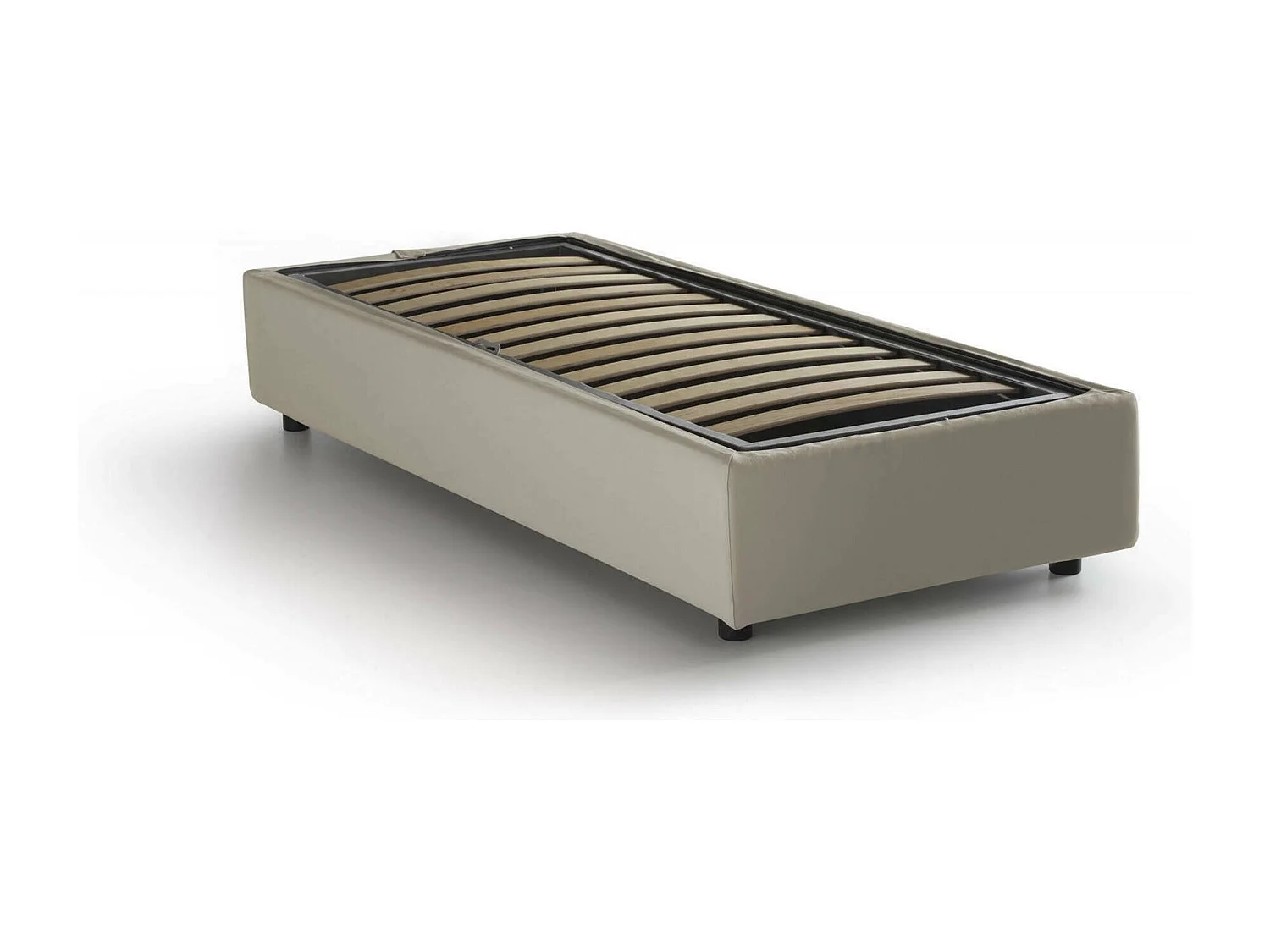 Lit simple Laura, Lit coffre avec revêtement en tissu, 100% Made in Italy, Ouverture frontale, adapté pour matelas 90x200 cm, Beige