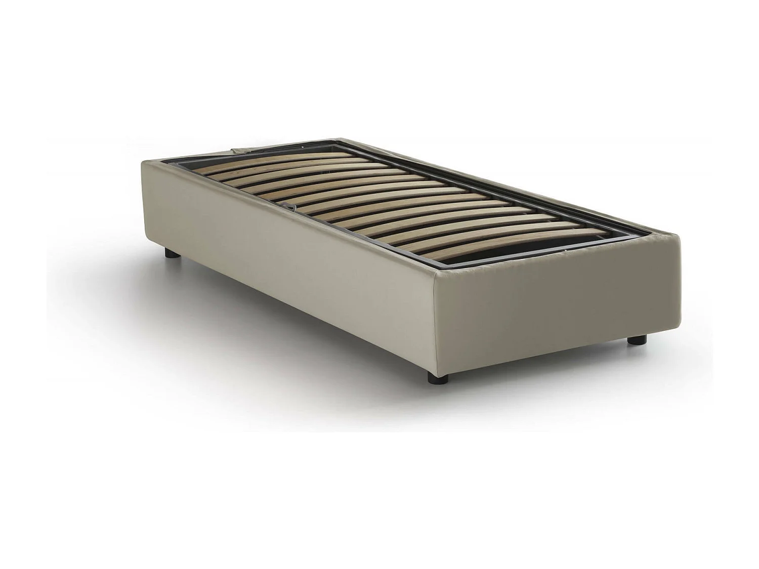 Lit simple Laura, Lit coffre avec revêtement en tissu, 100% Made in Italy, Ouverture frontale, adapté pour matelas 90x200 cm, Beige