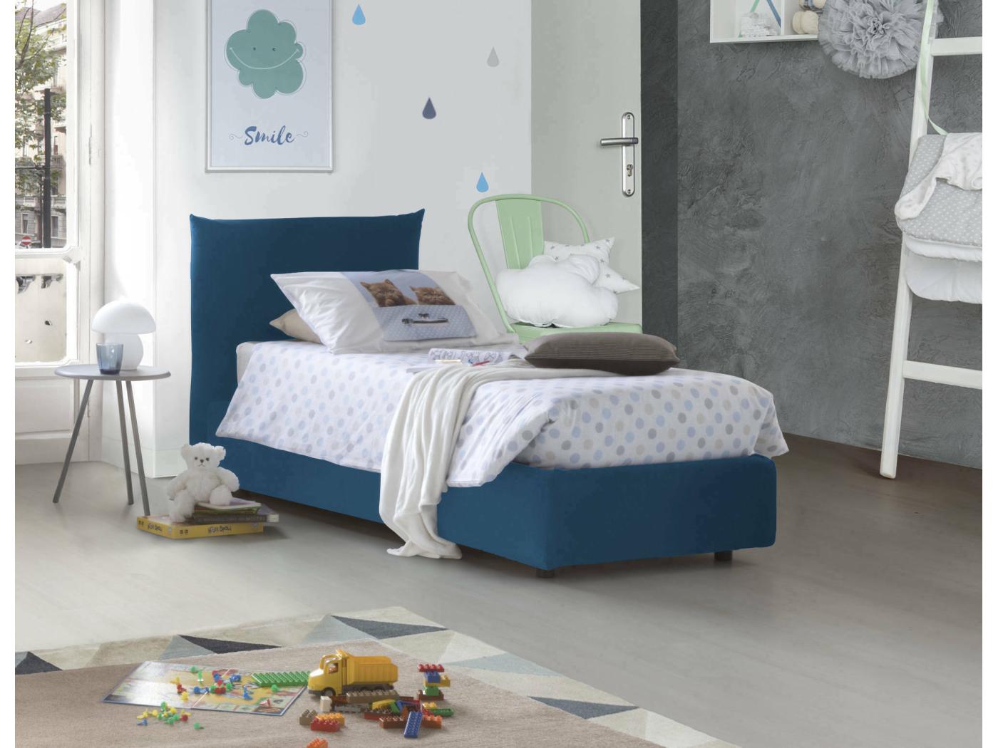 Clarissa eenpersoonsbed, Opbergbed met stoffen bekleding, 100% Made in ...