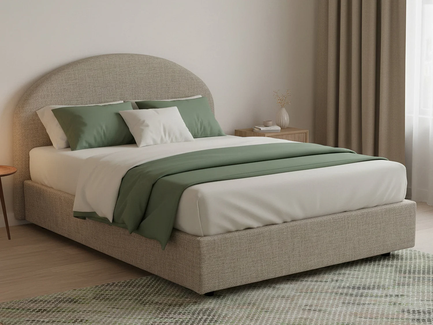 Lit queen size Concetta, lit coffre avec revêtement en tissu, 100% Made in Italy, ouverture frontale, adapté pour matelas 120x190 cm, gris tourterelle