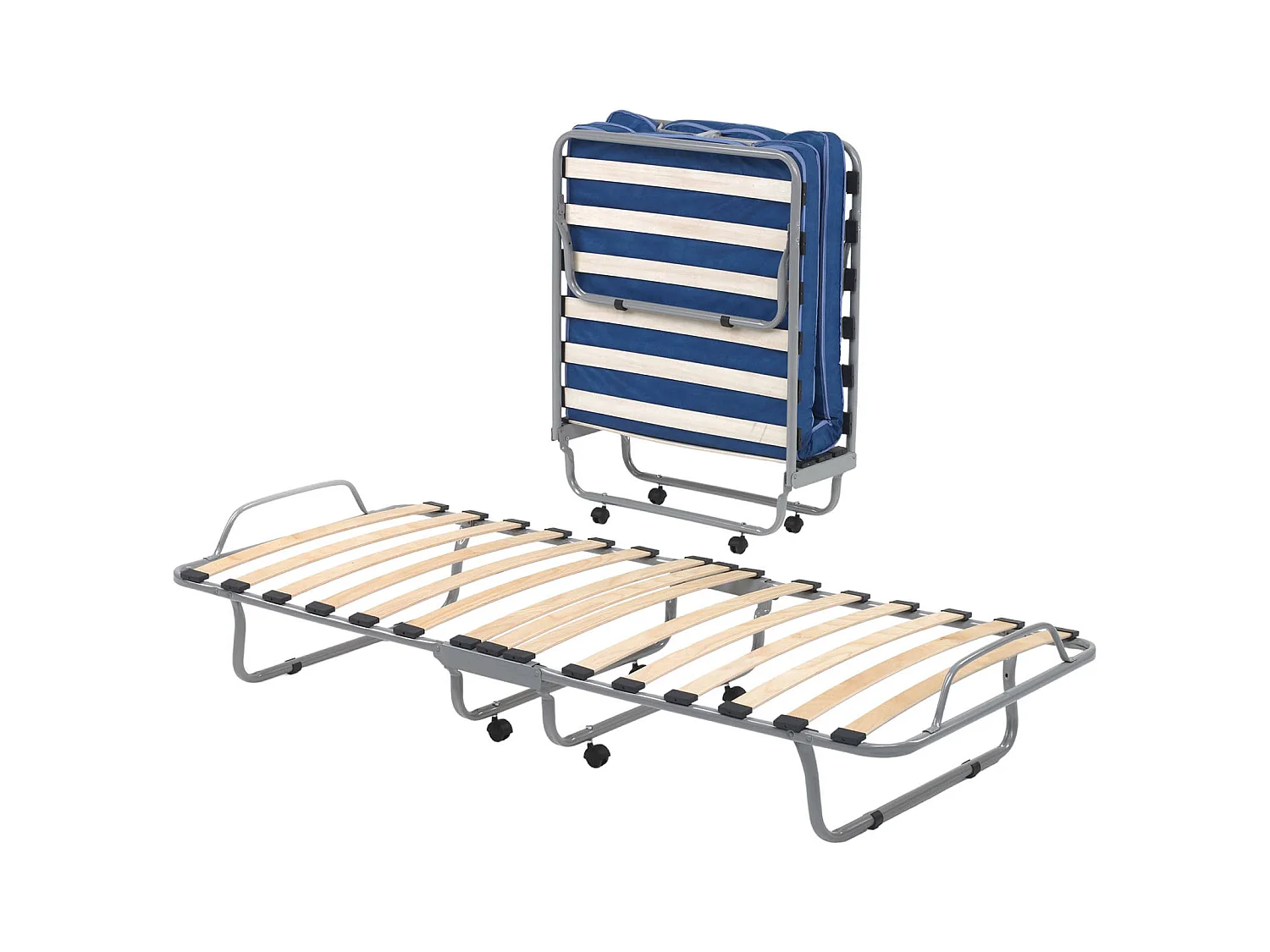 Lit pliant Betta, lit simple orthopédique et pliable, 100% Made in Italy, lit avec revêtement en éco-cuir, avec matelas 80x190 cm inclus, Blanc