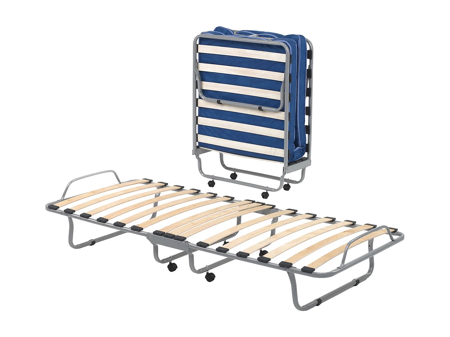 Lit pliant Betta, lit simple orthopédique et pliable, 100% Made in Italy, lit avec revêtement en éco-cuir, avec matelas 80x190 cm inclus, Blanc