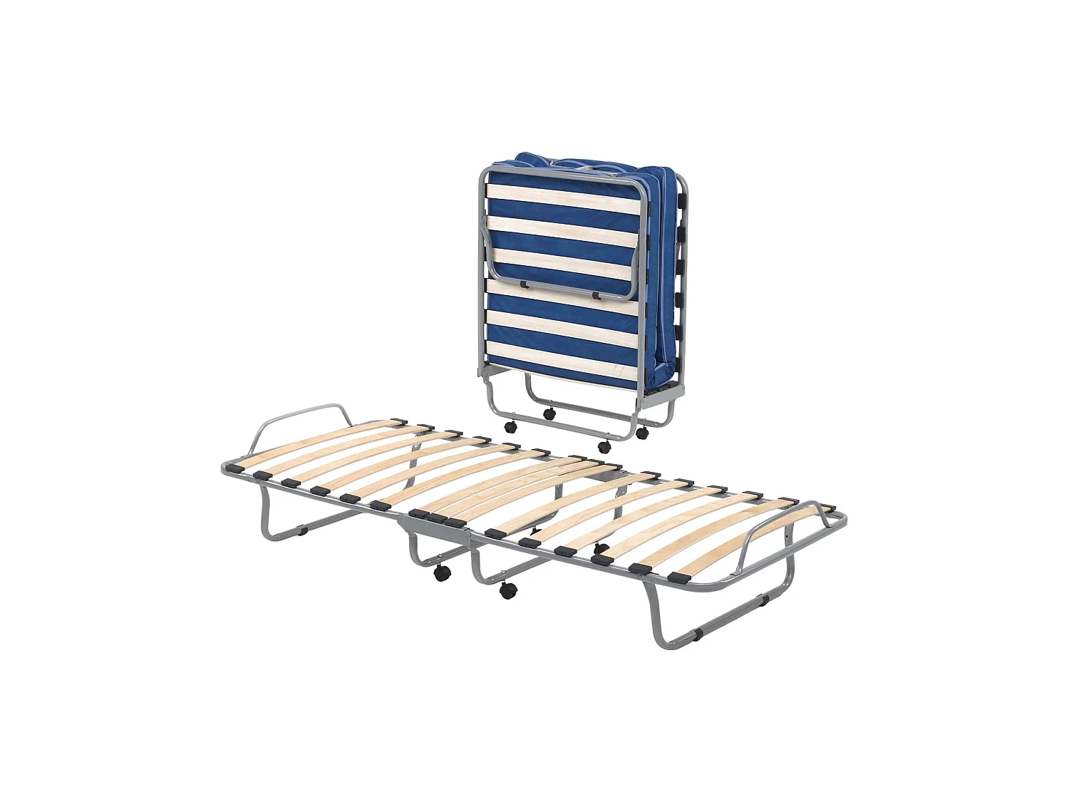 Lit pliant Betta, lit simple orthopédique et pliable, 100% Made in Italy, lit avec revêtement en éco-cuir, avec matelas 80x190 cm inclus, Blanc
