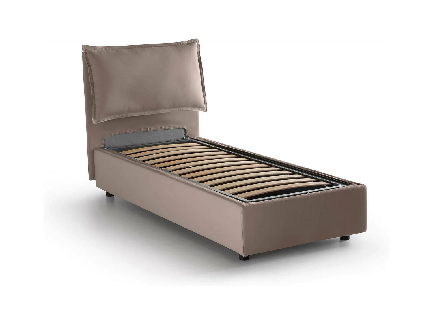 Lit simple Luna, lit coffre avec revêtement en tissu, 100% Made in Italy, ouverture latérale, adapté pour matelas 80x190 cm, gris tourterelle