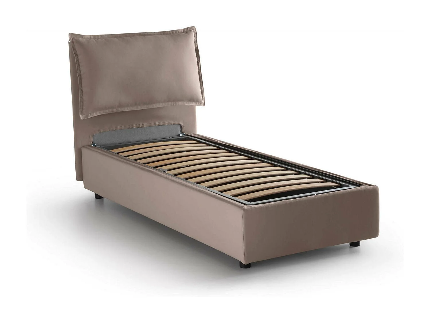 Lit simple Luna, lit coffre avec revêtement en tissu, 100% Made in Italy, ouverture latérale, adapté pour matelas 80x190 cm, gris tourterelle