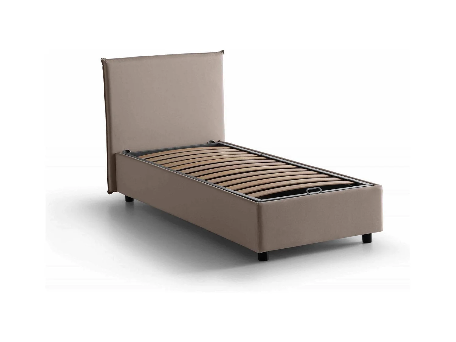 Candida eenpersoonsbed, Opbergbed met stoffen bekleding, 100% Made in Italy, Zijopening, geschikt voor matras 80x190 cm, Taupe