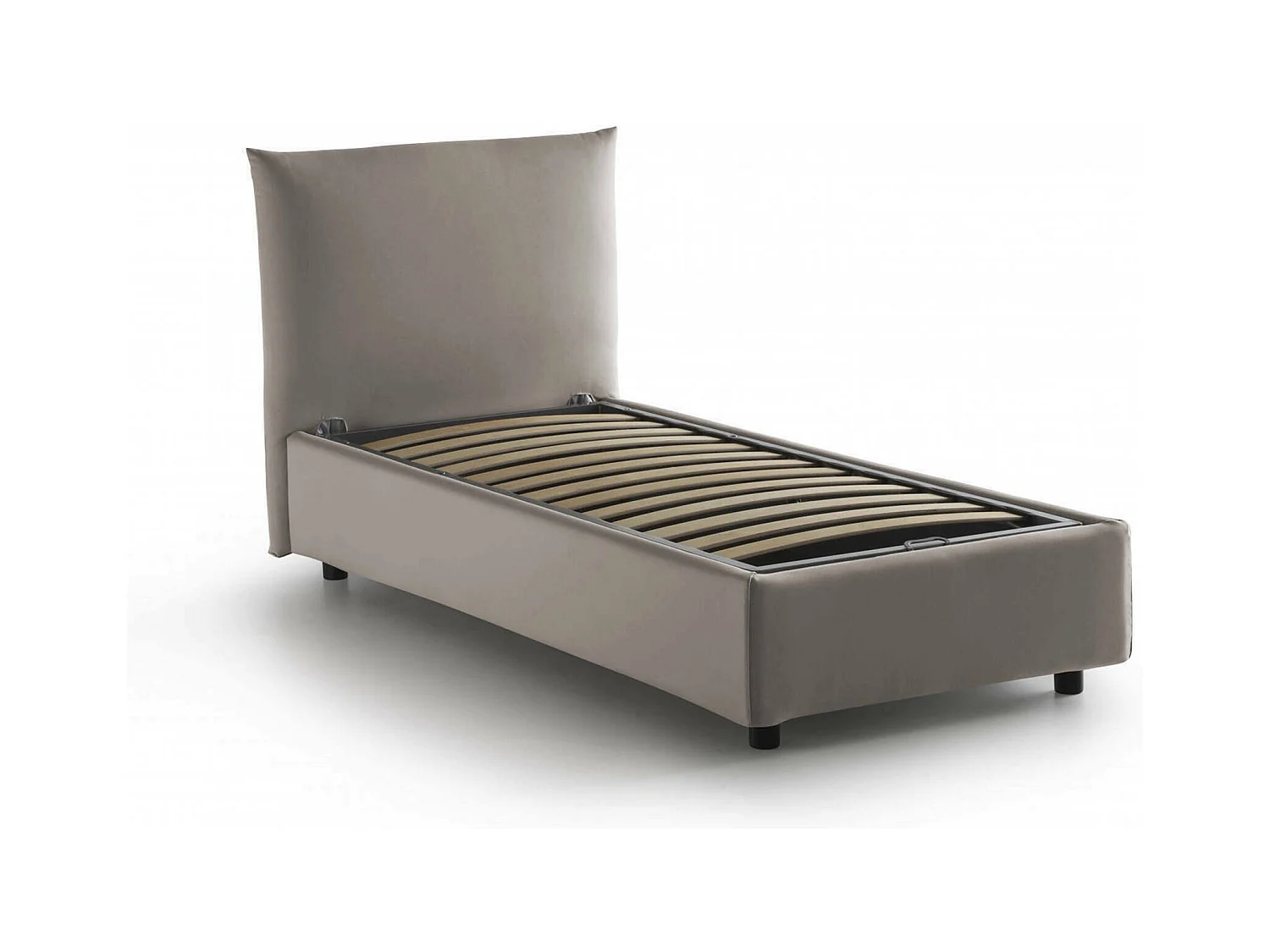 Marina eenpersoonsbed, opbergbed met stoffen bekleding, 100% Made in Italy, zijopening, geschikt voor matras 80x190 cm, duifgrijs