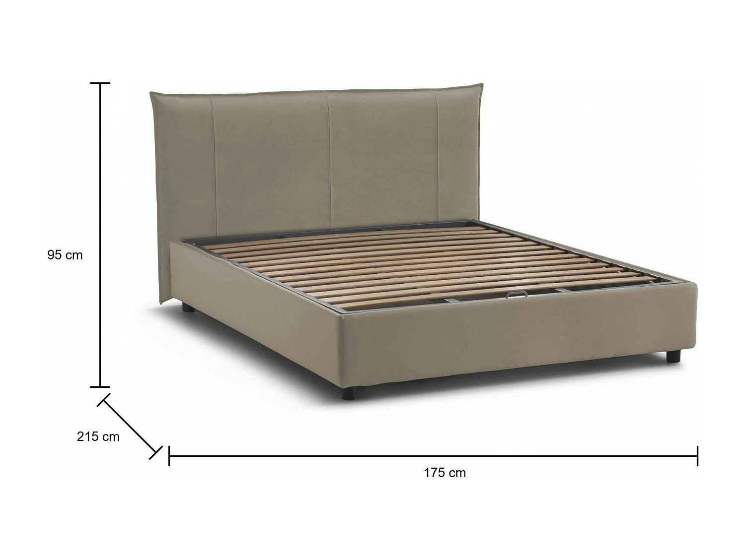 Stella Doppelbett, Bettkasten mit Stoffbezug, 100 % Made in Italy, Ã–ffnung vorne, geeignet für Matratze 160 x 200 cm, Taupe