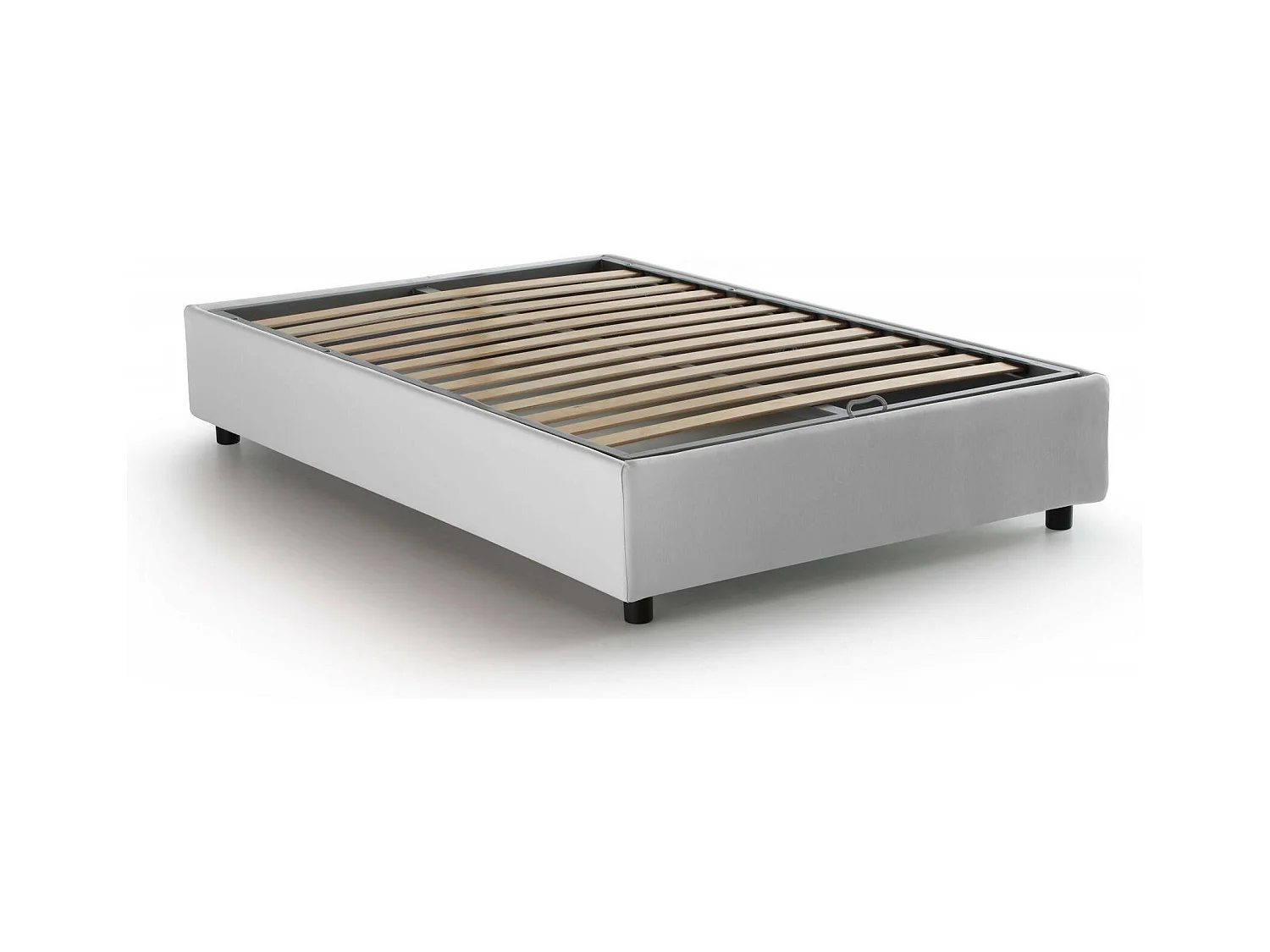 Letto piazza e mezza Chiara, Letto contenitore con rivestimento in tessuto, 100% Made in Italy, Apertura frontale, con materasso Cm 120x190 incluso, Bianco