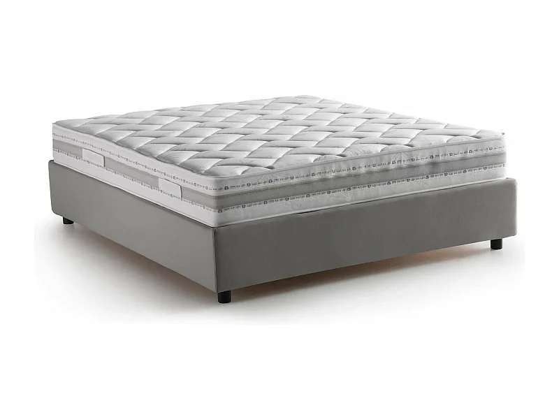 Lit double Adele, Lit coffre avec revêtement en tissu, 100% Made in Italy, Ouverture frontale, avec matelas 140x190 cm inclus, Gris