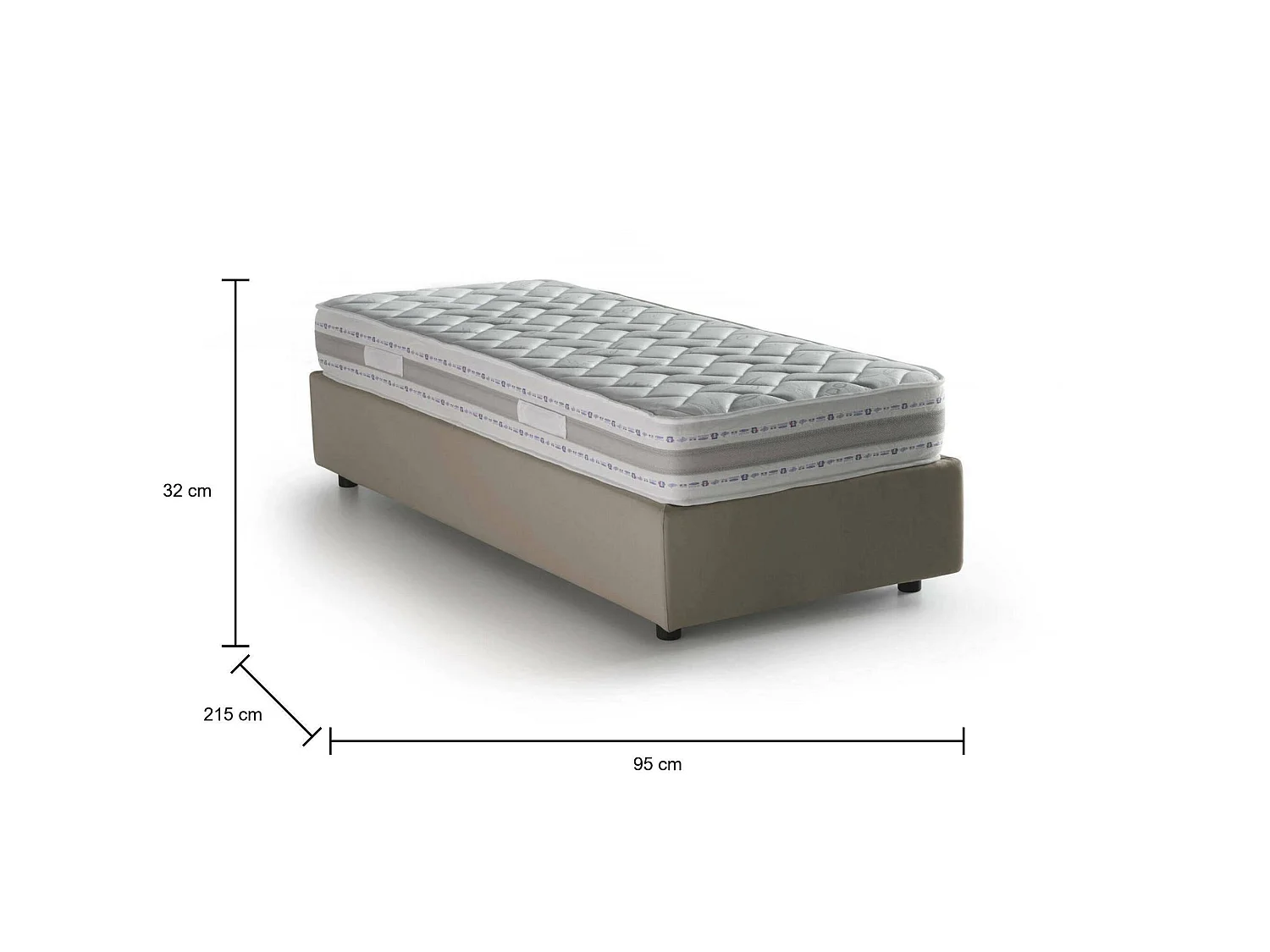 Talamo Italia Eenpersoonsbed Rachele Grijs Taupe Matras Inclusief, Afneembaar, Opbergruimte Made in Italy