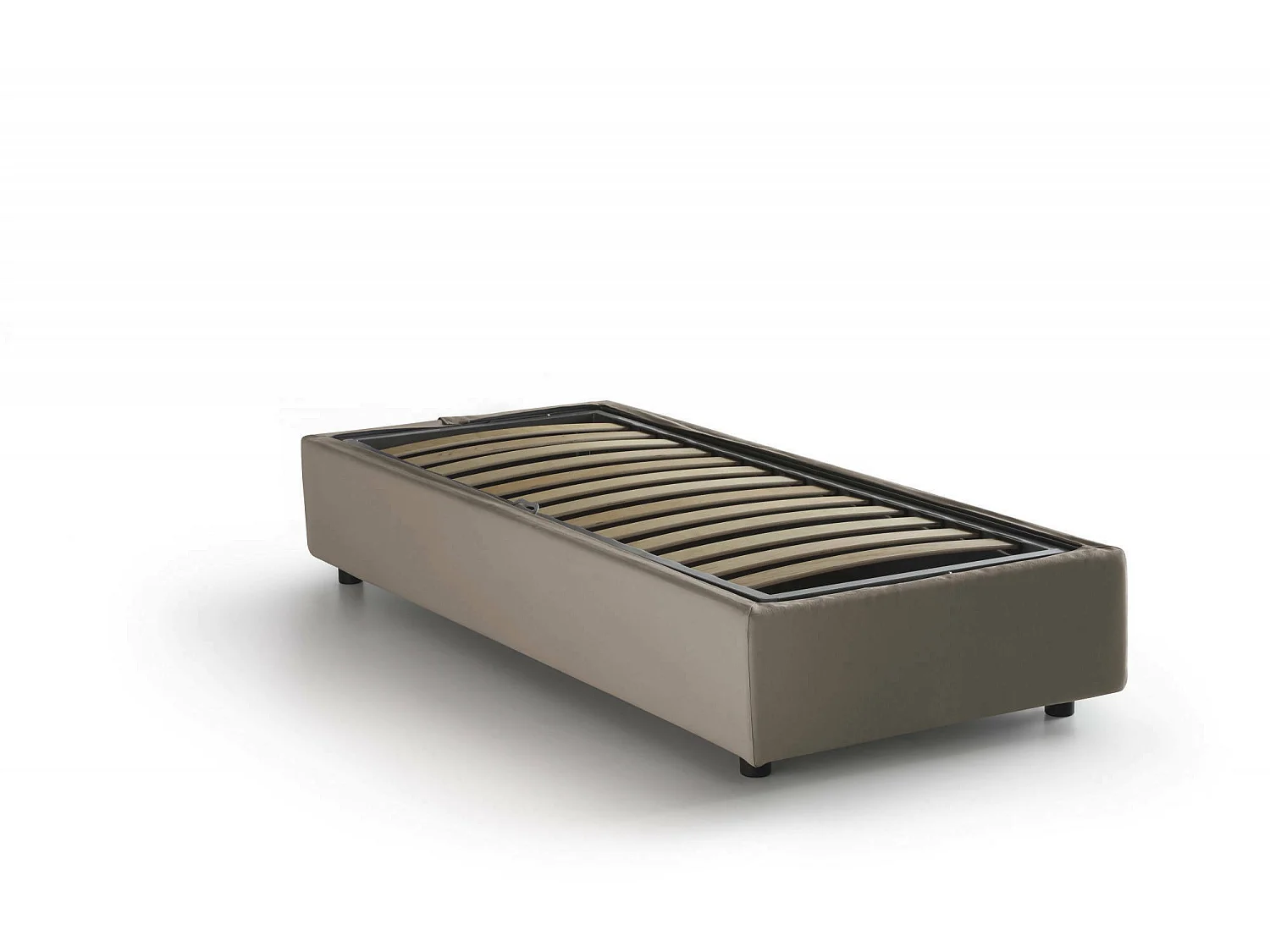 Talamo Italia Eenpersoonsbed Rachele Grijs Taupe Matras Inclusief, Afneembaar, Opbergruimte Made in Italy