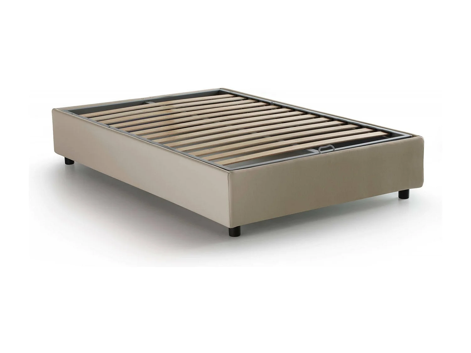 Gaia tweepersoonsbed, Opbergbed met stoffen bekleding, 100% Made in Italy, Zijopening, inclusief matras 120x190 cm, Beige