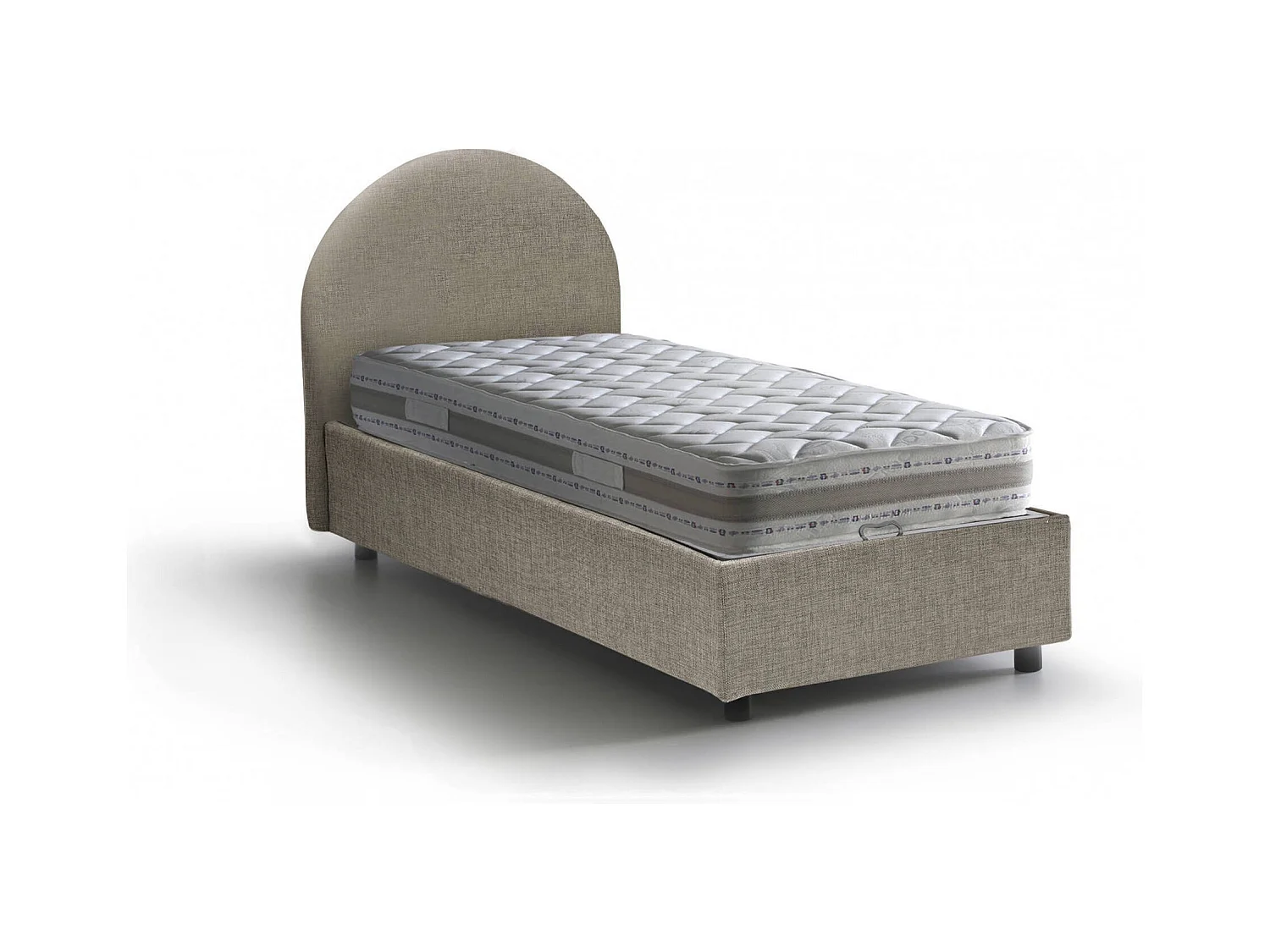 Emma eenpersoonsbed, Opbergbed met stoffen bekleding, 100% Made in Italy, Opening aan de voorzijde, inclusief matras 80x190 cm, Taupe
