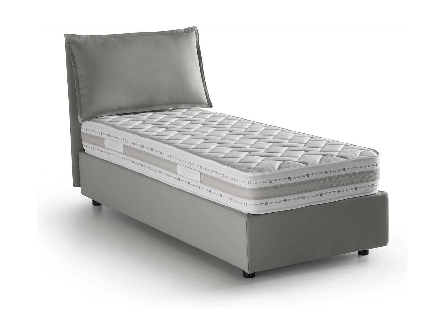 Lit simple Penelope, Lit coffre avec revêtement en tissu, 100% Made in Italy, Ouverture frontale, avec matelas 90x190 cm inclus, Gris
