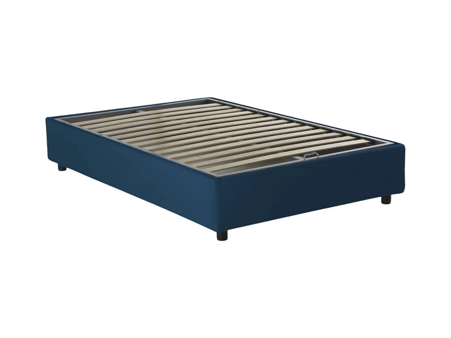 Lit double Gaia, Lit coffre avec revêtement en tissu, 100% Made in Italy, Ouverture latérale, avec matelas 120x190 cm inclus, Bleu