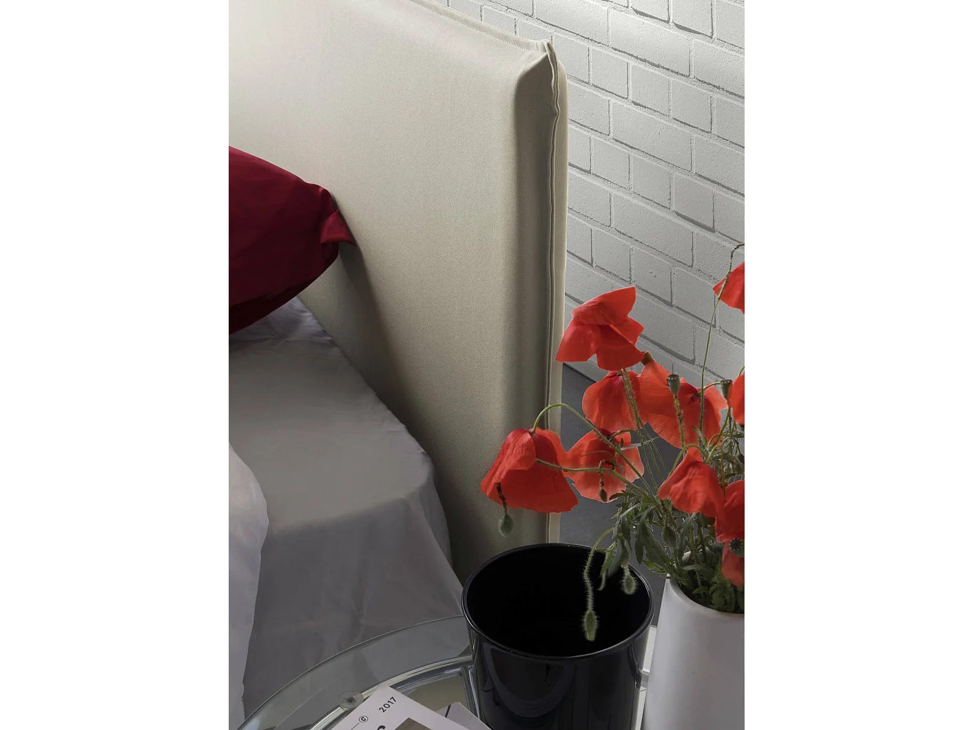 Lit simple Candida, Lit coffre avec revêtement en tissu, 100% Made in Italy, Ouverture latérale, adapté pour matelas 80x190 cm, Beige