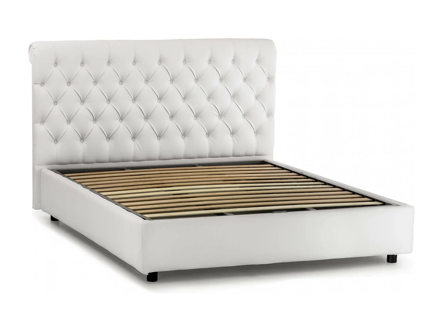 Lit double Claretta, Lit coffre et tête de lit en éco-cuir, 100% Made in Italy, Ouverture frontale, Blanc, adapté pour un matelas de 160x190 cm
