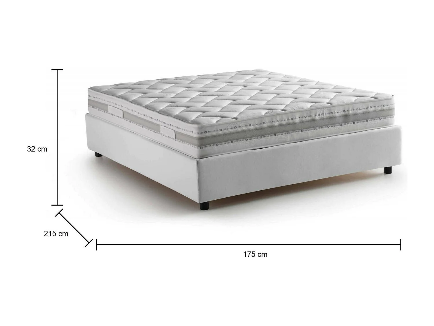 Letto matrimoniale Grace, Letto contenitore con rivestimento in tessuto, 100% Made in Italy, Apertura frontale, con materasso Cm 160x200 incluso, Bianco