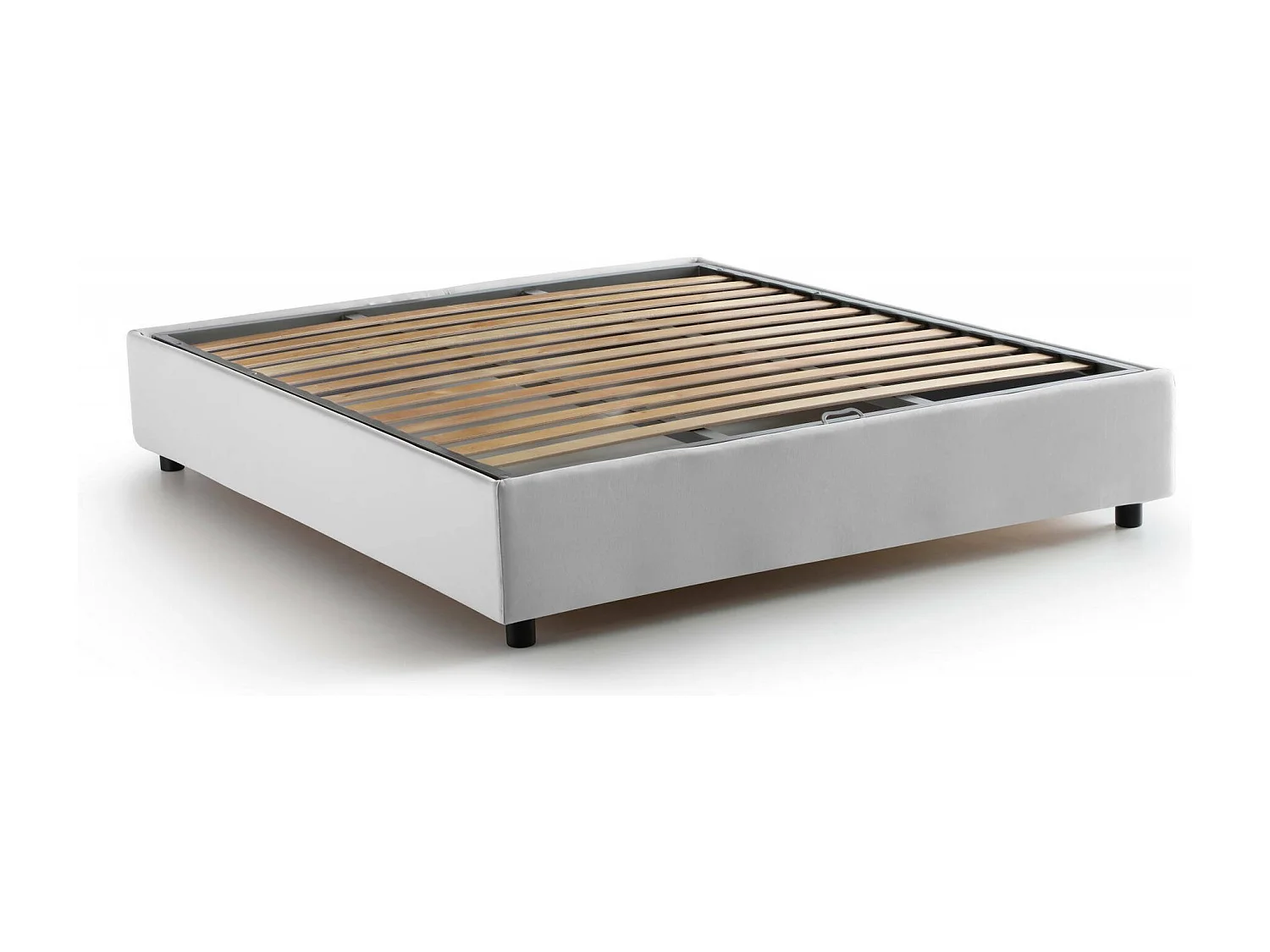 Lit double Grace, Lit coffre avec revêtement en tissu, 100% Made in Italy, Ouverture frontale, avec matelas 160x200 cm inclus, Blanc