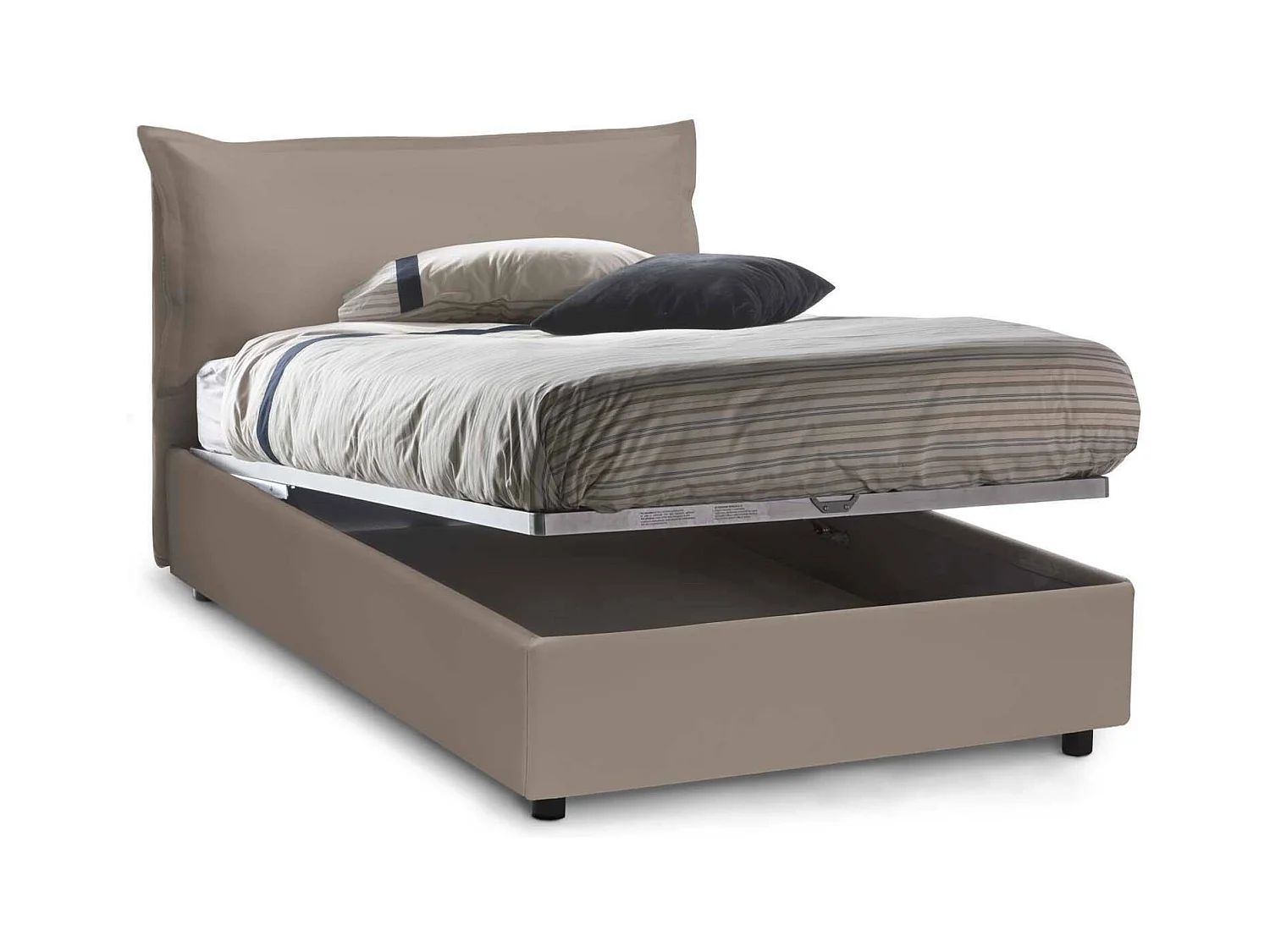 Clara tweepersoonsbed, opbergbed met bekleding van eco-leer, 100% Made in Italy, opening aan de voorkant, inclusief matras 120x190 cm, duifgrijs
