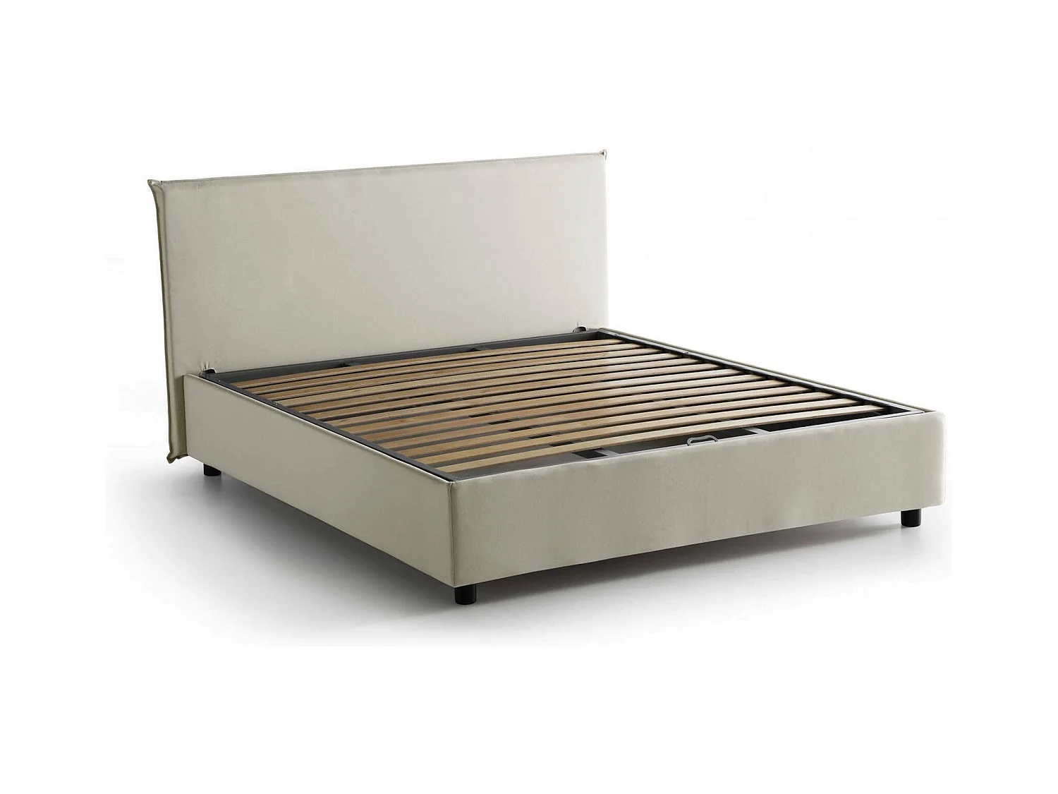 Lit double Bonella, Lit coffre avec revêtement en tissu, 100% Made in Italy, Ouverture frontale, adapté pour matelas 160x200 cm, Beige
