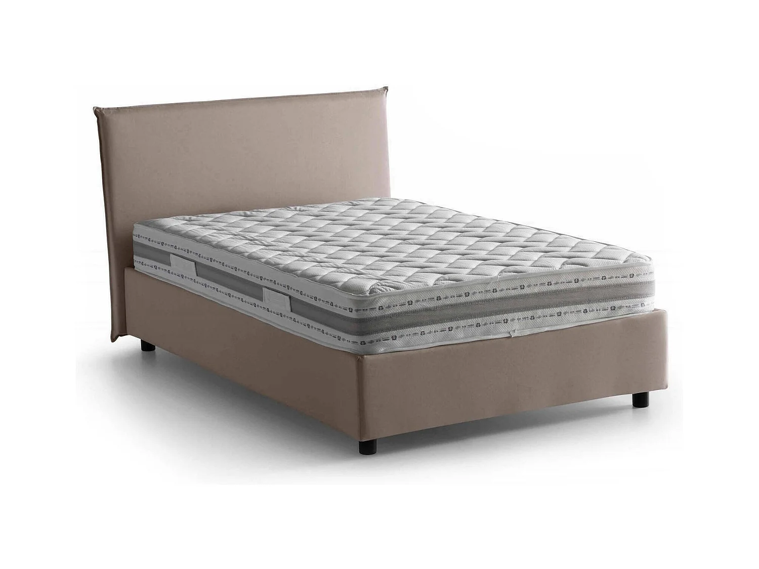 Lit double Chicca, lit coffre avec revêtement en tissu, 100% Made in Italy, ouverture frontale, avec matelas 120x200 cm inclus, gris tourterelle